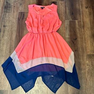 Elegant Coral and Navy Midi Dress Size 1X